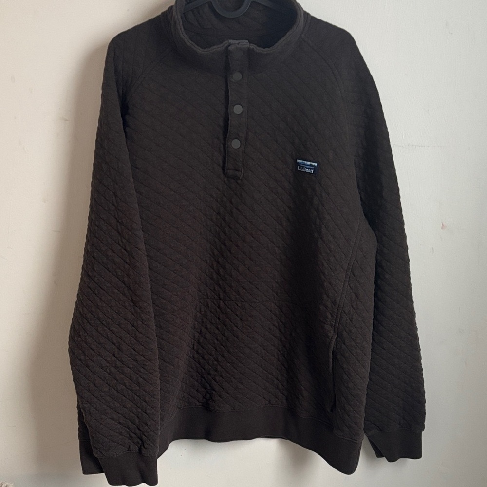 Men's L.L. Bean Brown Quilted Snap-T Sweater